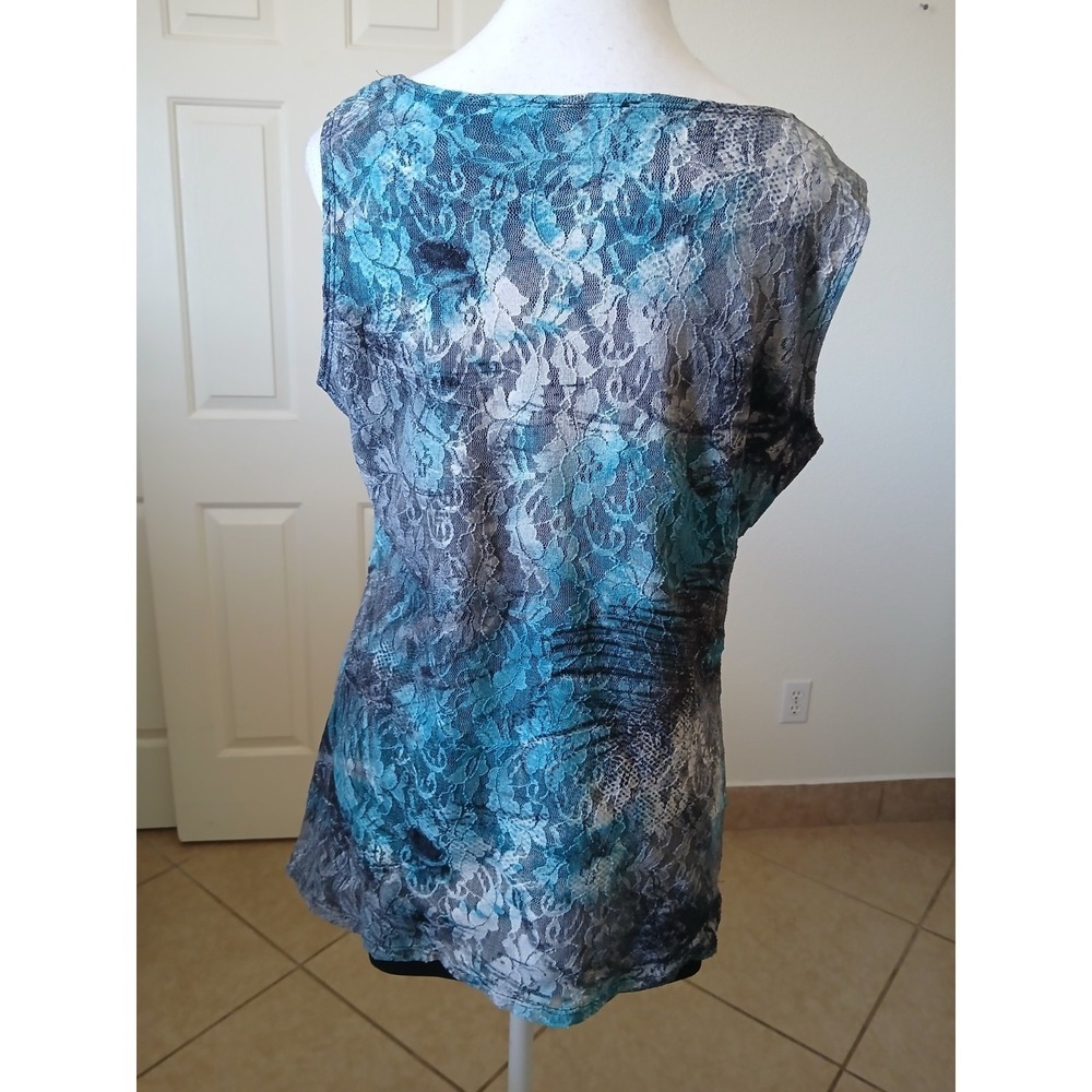 L'Atelier Women Blouse Top Lace Multicolor Sleeveles Zipper Large Boho Chic - Picture 5 of 13